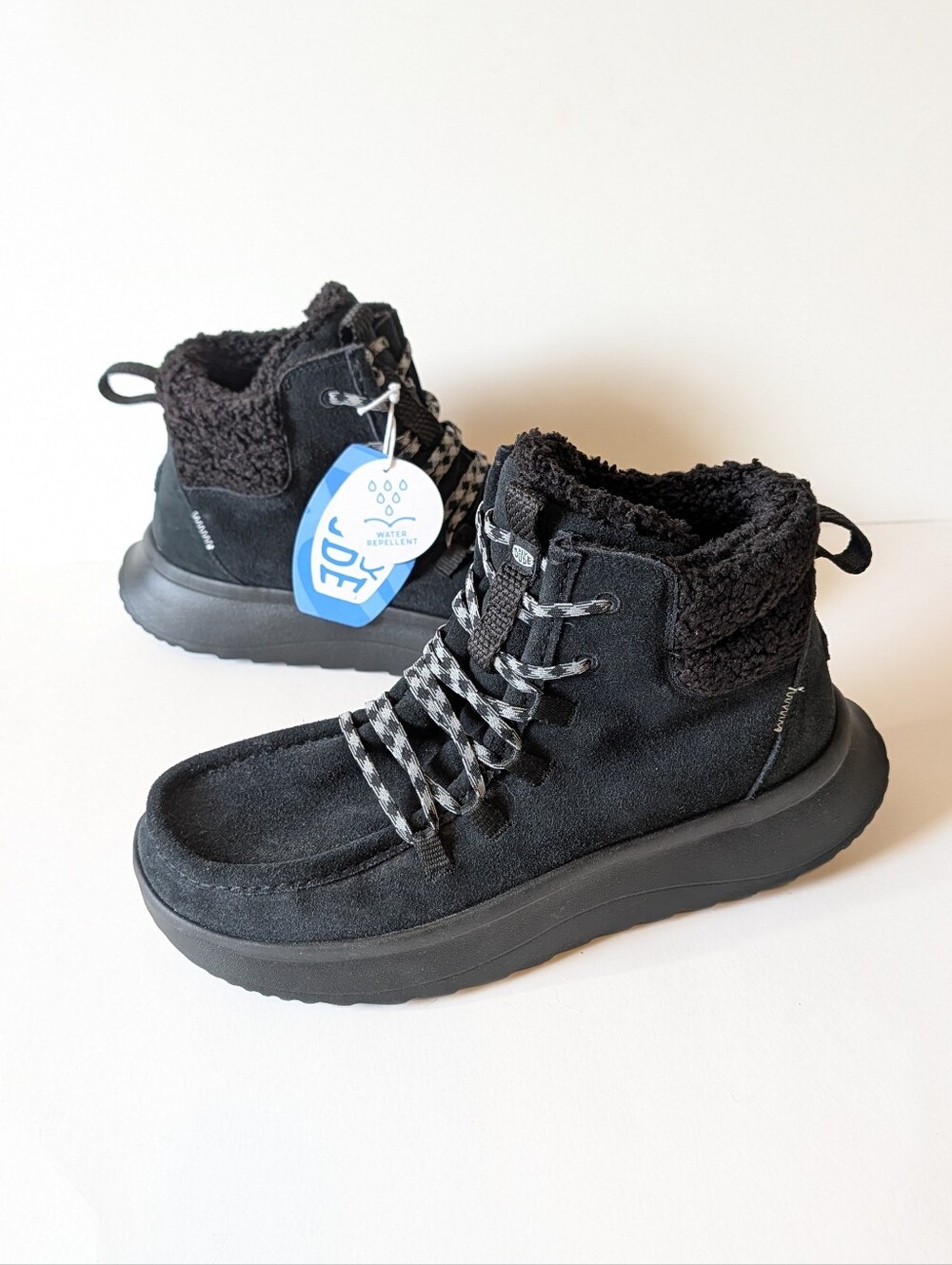 NWT Hey Dude Wendy Peak Apres Suede Cozy Black Boots